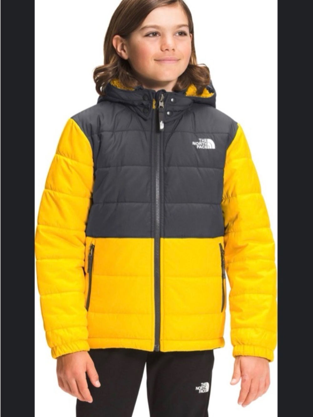 The North Face Kids' Yellow and Black Colorblock Puffer Jacket